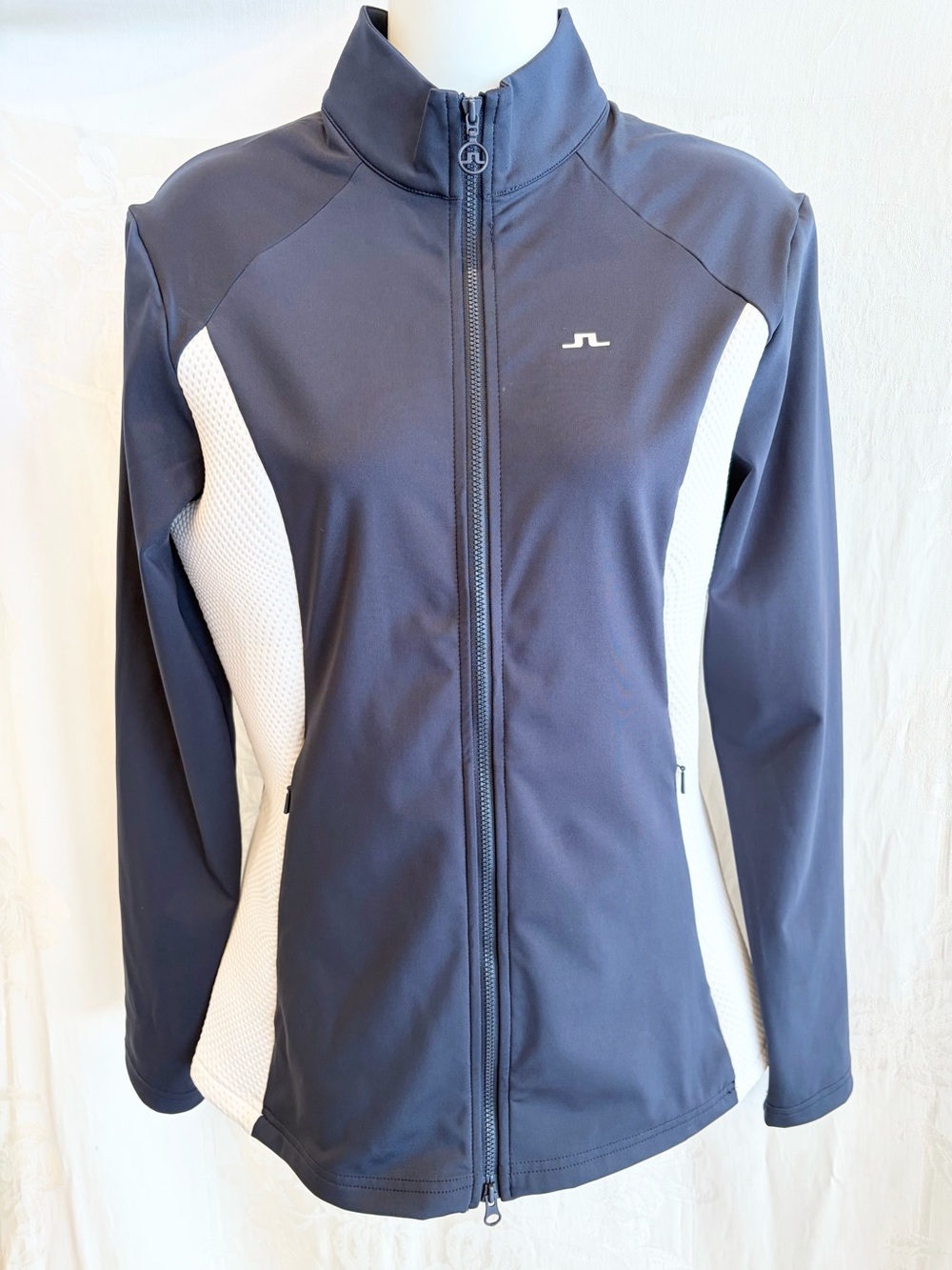 J. Lindeberg Joy Navy & White Mid Layer Golf Jacket Women's Small $149